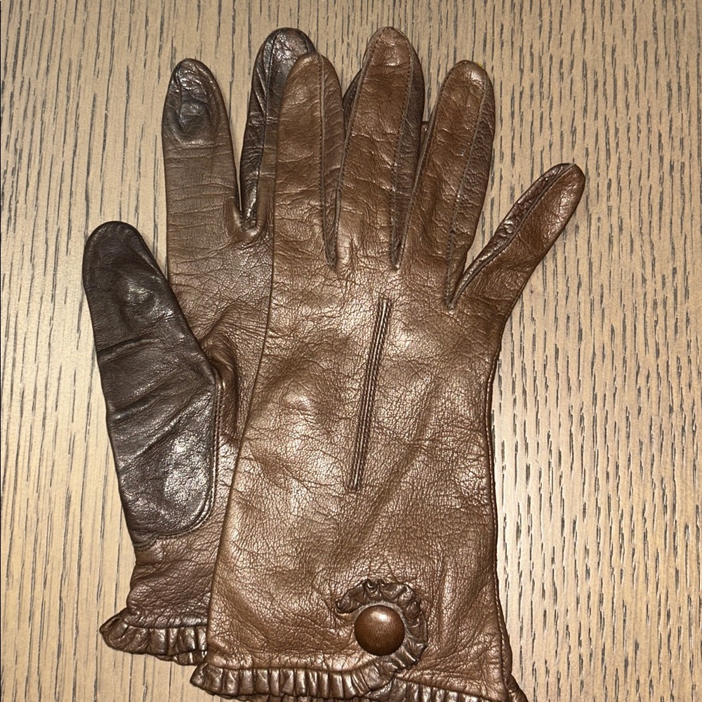 Vintage Brown Leather Gloves - Picture 6 of 7
